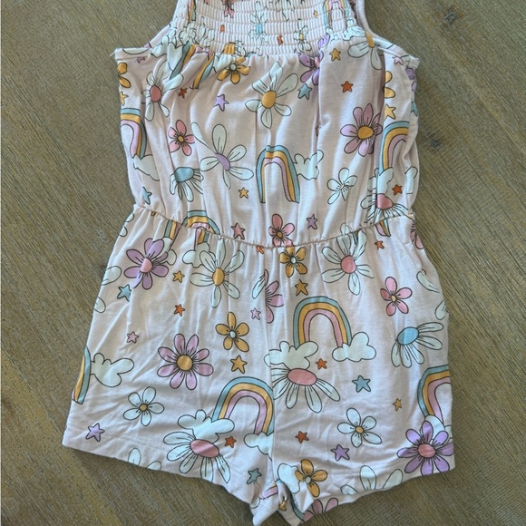 Posh Peanut Pastel Floral and Rainbow Romper - Picture 1 of 3